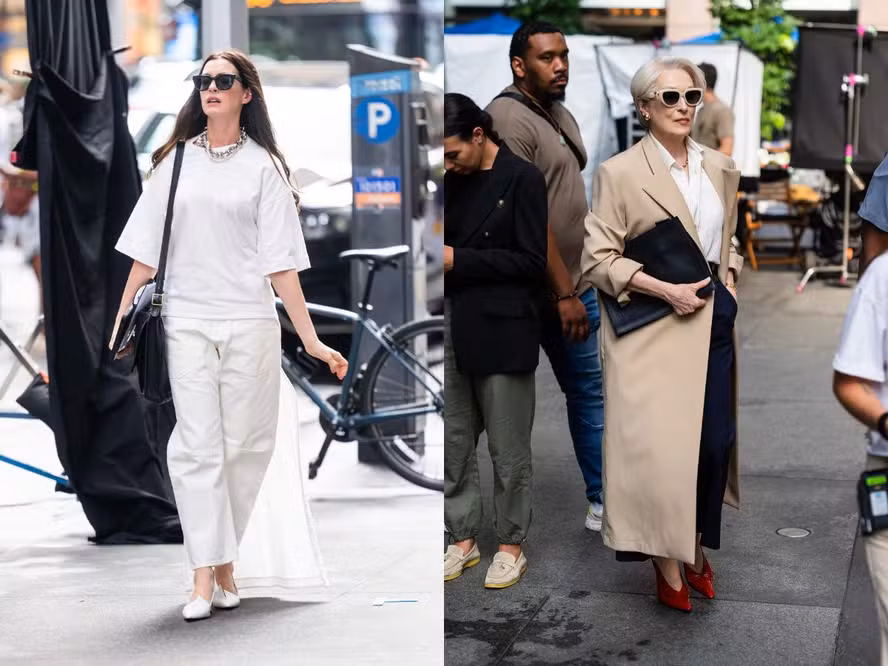 Anne Hathaway e Meryl Streep são vistas em novas cenas de “O Diabo Veste Prada 2” em Nova York