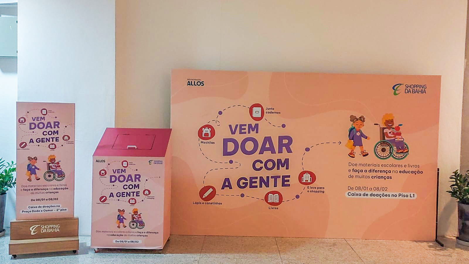 Shopping da Bahia recebe doações de material escolar e livros literários até 8 de fevereiro