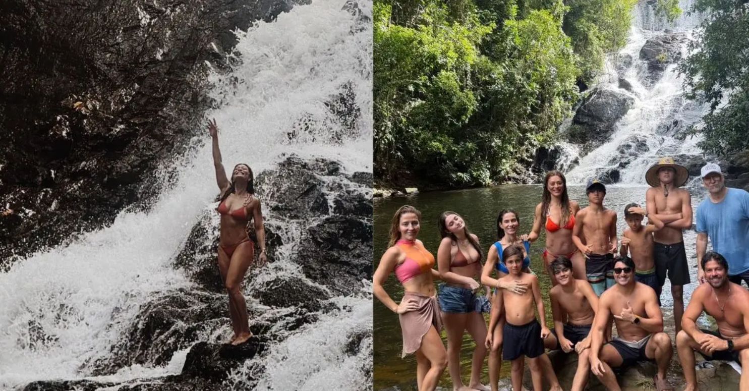 Juliana Paes aproveita dias de descanso em Itacaré e compartilha banho de cachoeira