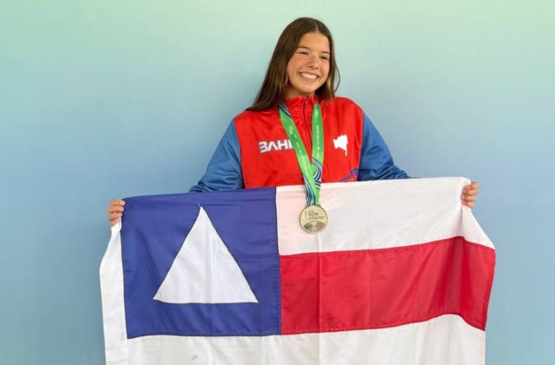 Baiana de 14 anos, Nina Picon conquista duas medalhas de prata nos Jogos da Juventude
